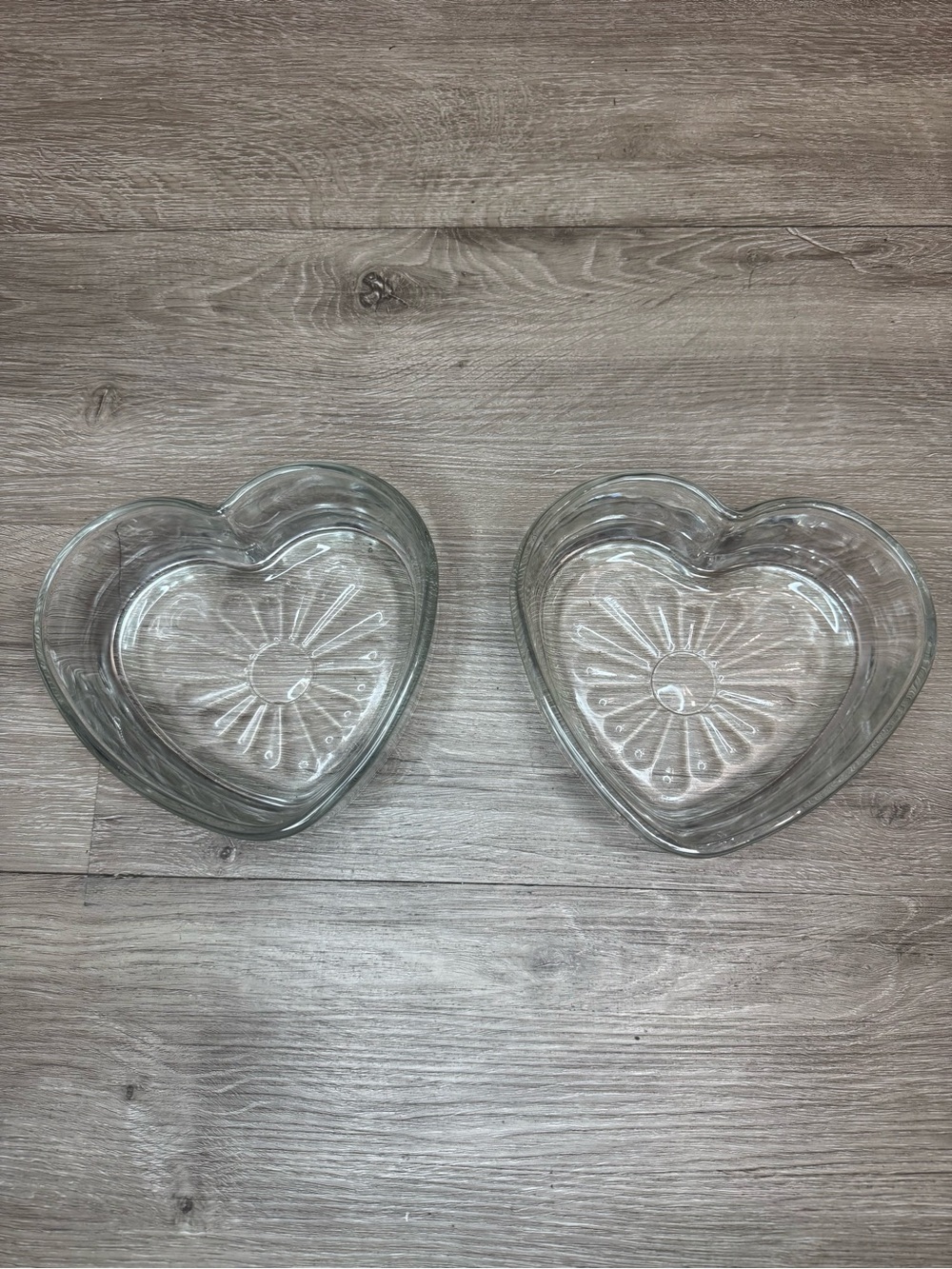 Vintage Heart Shaped Glass Trinket Dishes Set of 2